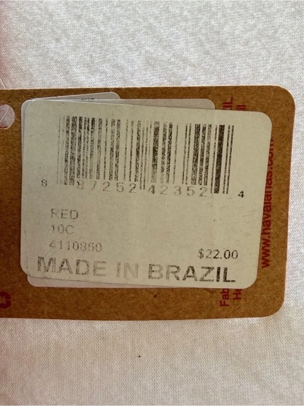 Havaianas Kids Red Flip Flops with Navy Straps‎ and Brazil Flag 10 C Kids